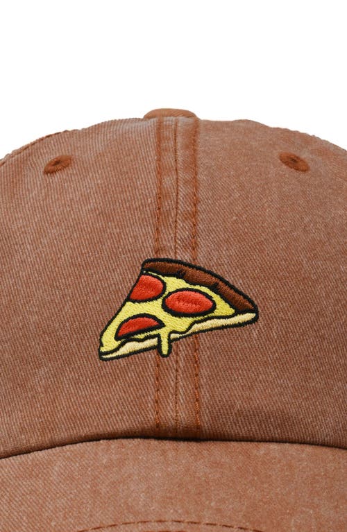 Dalix Pizza Slice Embroidered Dad Hat In Washed Orange