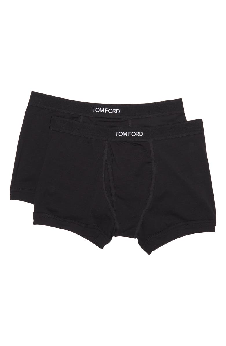TOM FORD 2-Pack Cotton Jersey Boxer Briefs, Alternate, color, Black