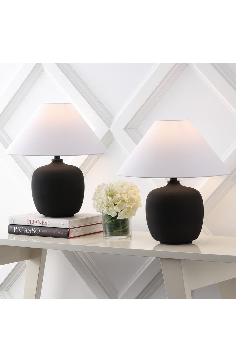 JONATHAN Y Delphi 18.25" Minimalist Scandinavian Resin/Iron LED Table Lamp, Alternate, color, Matte Black