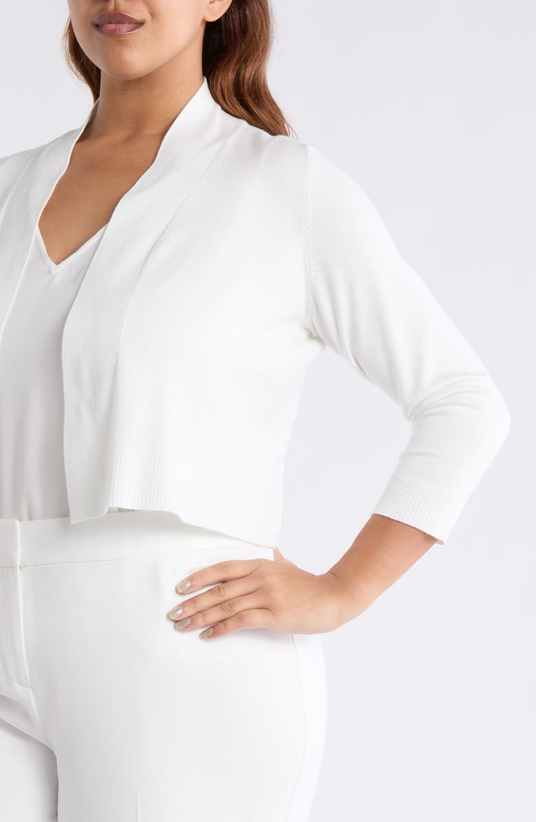 KASPER Kissing Front Crop Shrug, Alternate, color, Lily White