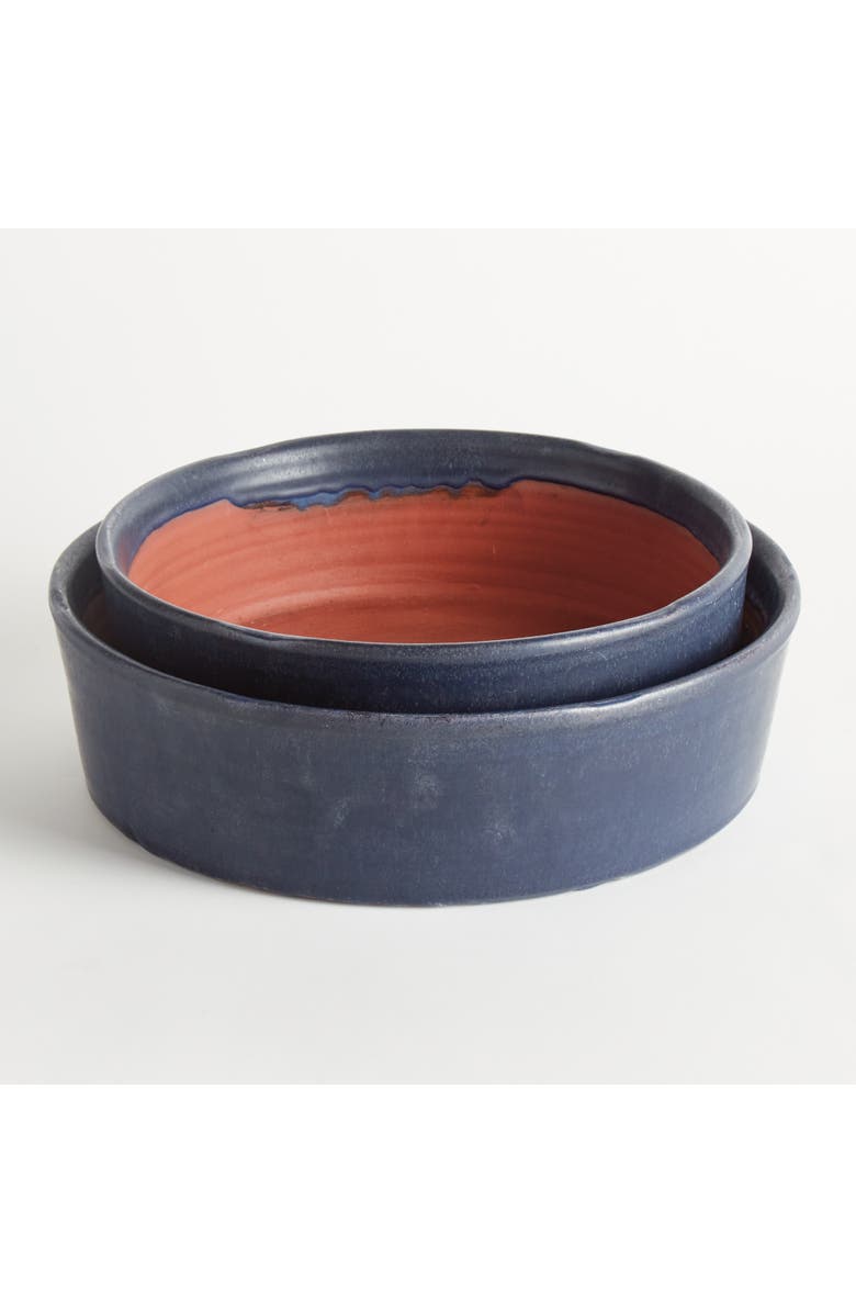 Napa Home & Garden Studio Decorative Low Bowls, Set of 2 - Navy, Handcrafted, Alternate, color, 