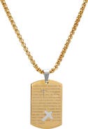 STEELTIME Men's 18k Gold Plated Lord's Prayer Dog Tag Necklace