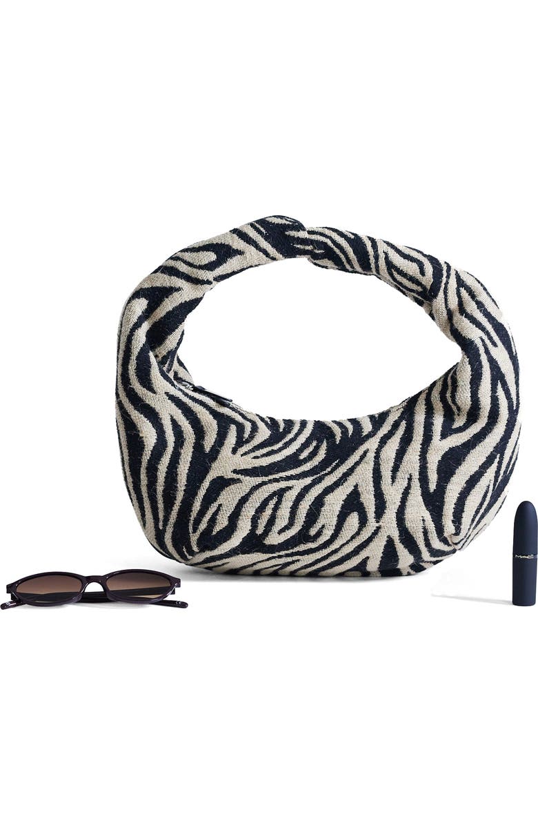 Topshop Giane Zebra Print Canvas Bag, Alternate, color,
