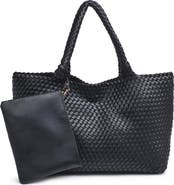 MODA LUXE Woven Unlined Tote Bag and Pouch
