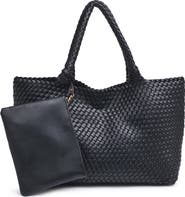 MODA LUXE Woven Unlined Tote Bag and Pouch