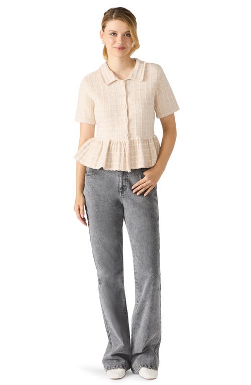 Steve Madden Roxanna Peplum Tweed Button-up Top In White