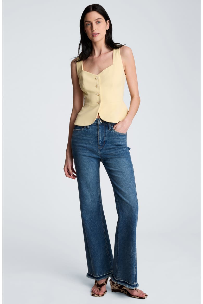 Curved Hem Peplum Vest, Alternate, color, PASTEL YELLOW