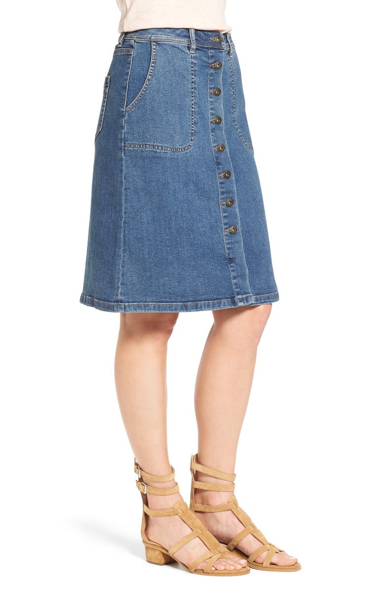 Two by Vince Camuto Button Front A-Line Denim Skirt, Alternate, color, 