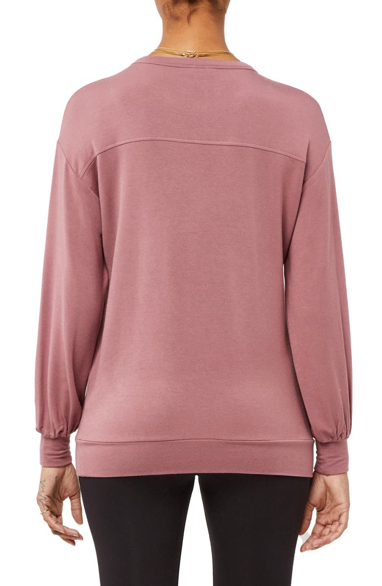 A PEA IN THE POD French Terry Maternity Sweatshirt, Alternate, color, Rose Brown