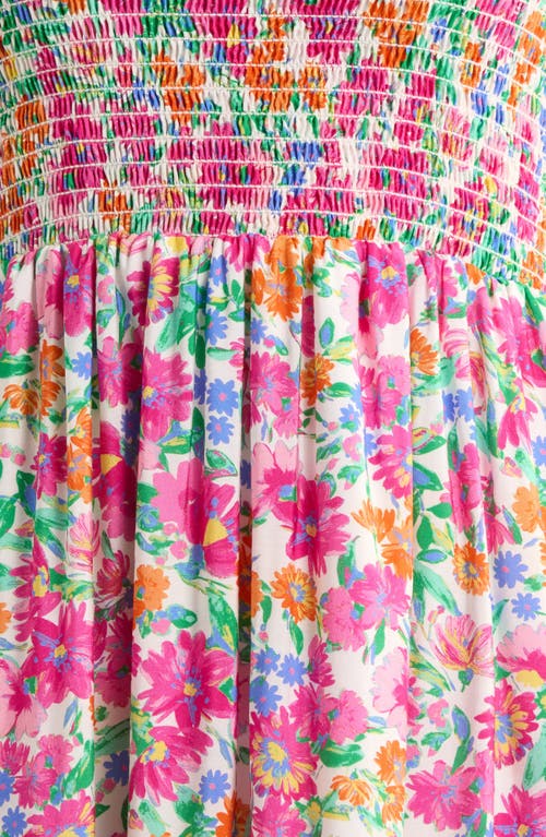 The Standard Stitch The Smocked Ruffle Tank Midi Dress In Multi
