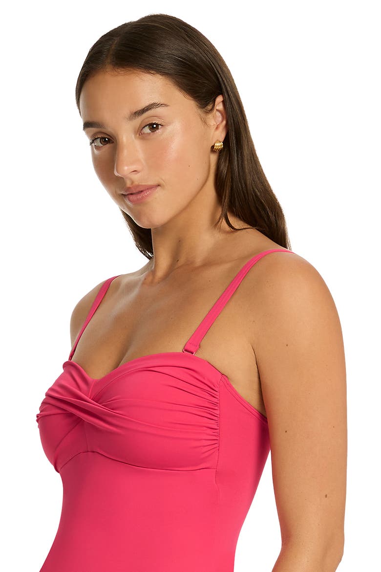 Essentials Edit Twist One-Piece Swimsuit, Alternate, color, ROSEBERRY