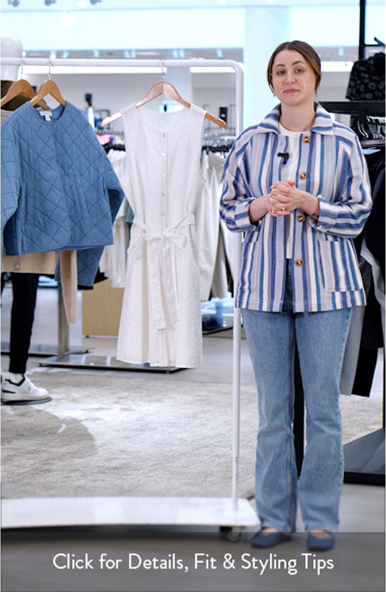 Sleeveless Cotton Eyelet Belted Dress, sales video thumbnail