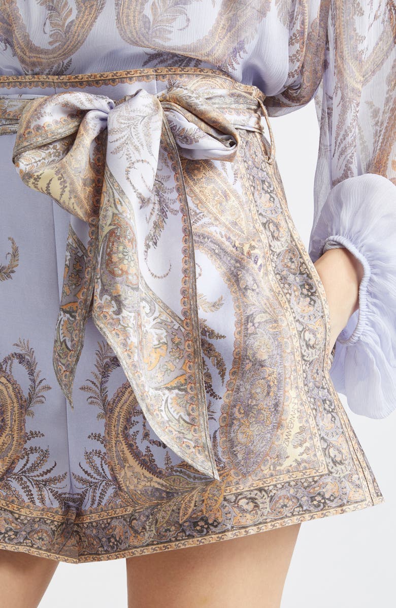 Zimmermann Hypnotic Paisley Wide Leg Shorts, Alternate, color, Lilac Paisley