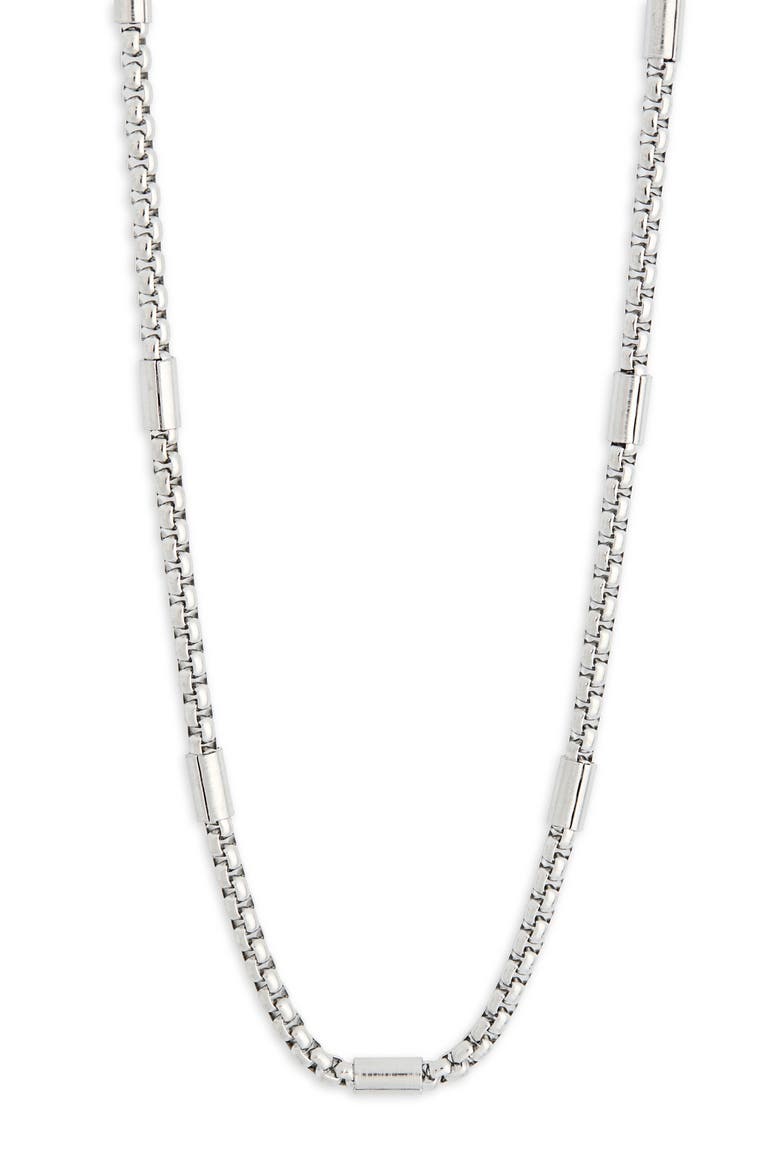 Men's Station Chain Stainless Steel Necklace, Alternate, color, STAINLESS
