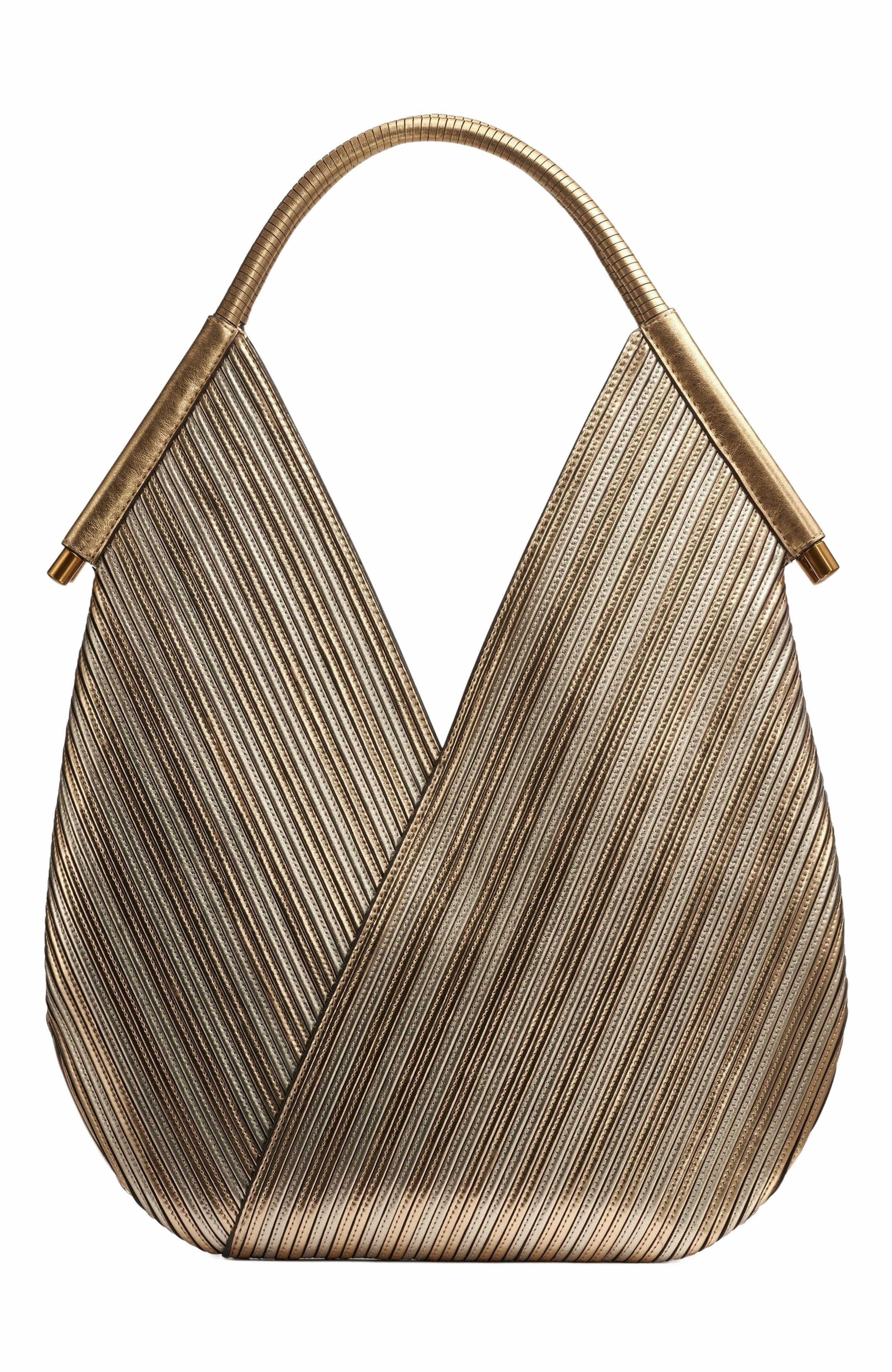 Donna Karan New York Baldwin Large Metallic Shoulder Bag, Alternate, color, Gold