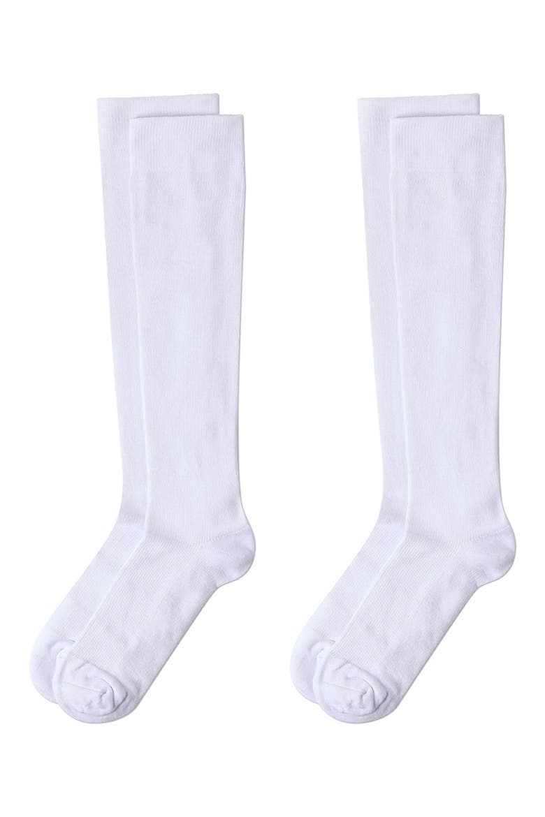 2-Pack WellFit Cushioned Cotton Blend Graduated Compression Socks, Main, color, WHITE-WHITE