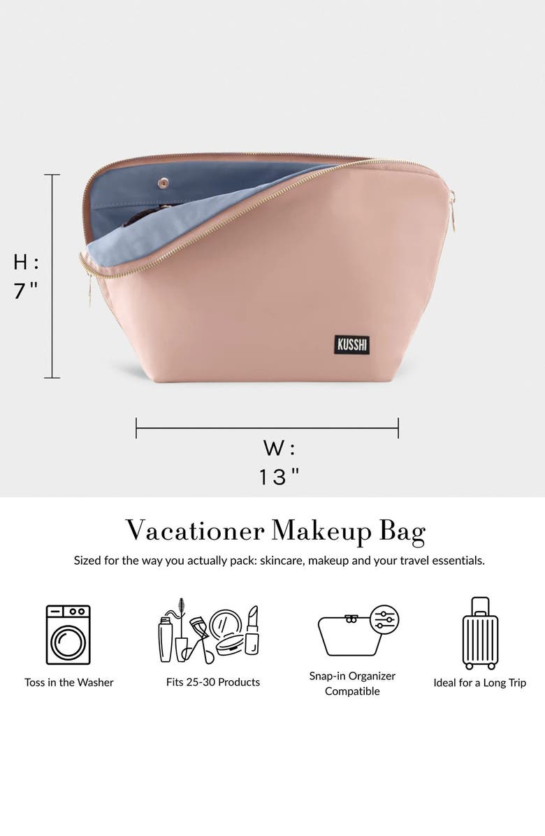 KUSSHI Vacationer Makeup Bag, Alternate, color, Black/ Pink