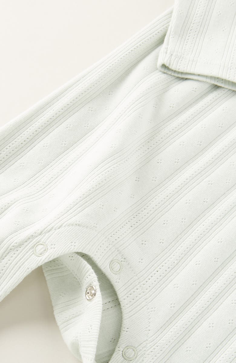 Nordstrom Pointelle Ruffle Romper, Alternate, color, Green Hush