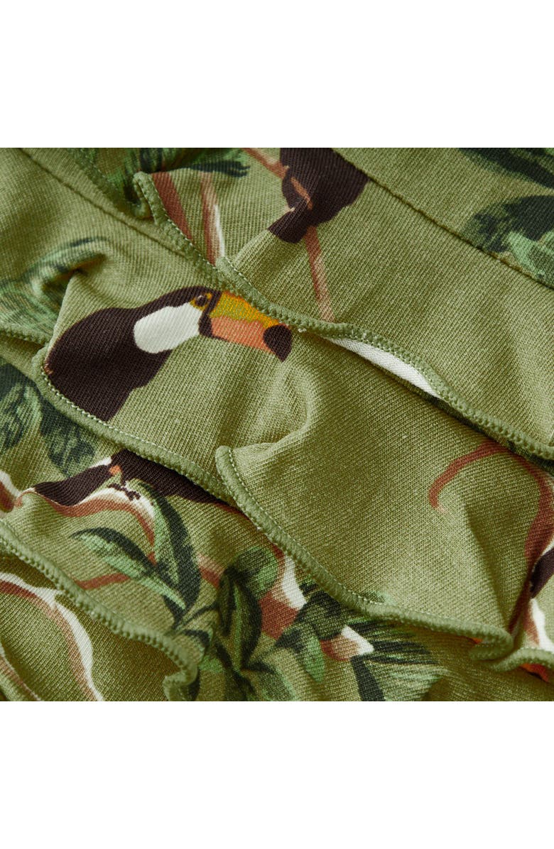 Milkbarn Cotton Stretch Ruffle Footed Romper, Alternate, color, Toucan