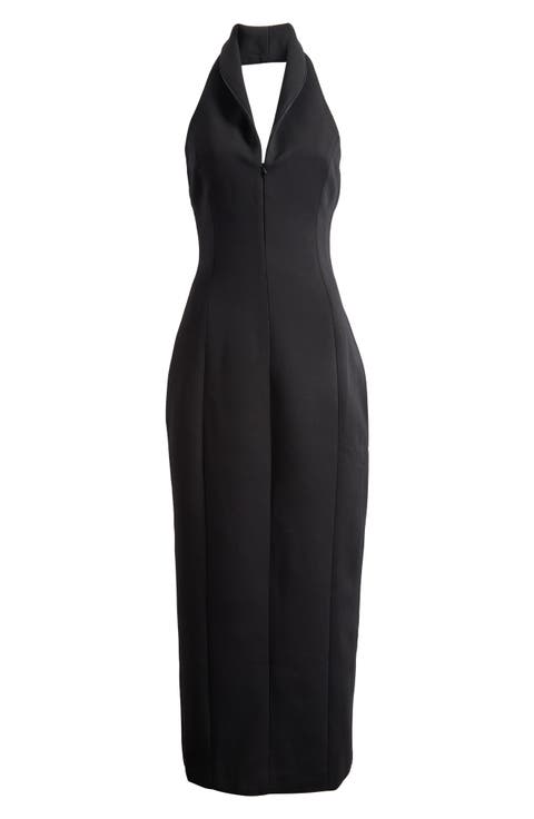 Zip Halter Midi Dress