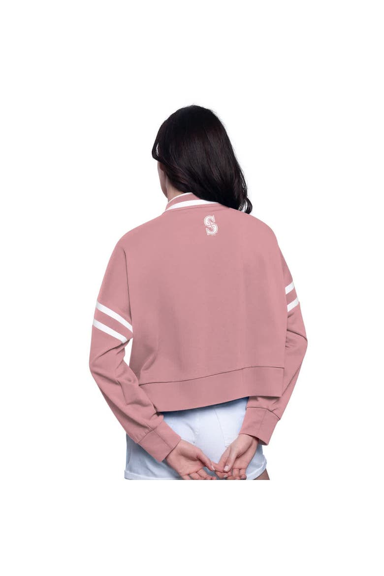 Women's Starter  Pink Seattle Mariners Power Play Cropped Pullover Sweatshirt, Alternate, color, Pink