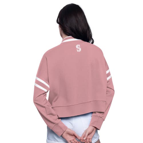 Starter Pink Seattle Mariners Power Play Cropped Pullover Sweatshirt