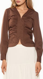 Alexia Admor Noa Ruched Long Sleeve Shirt