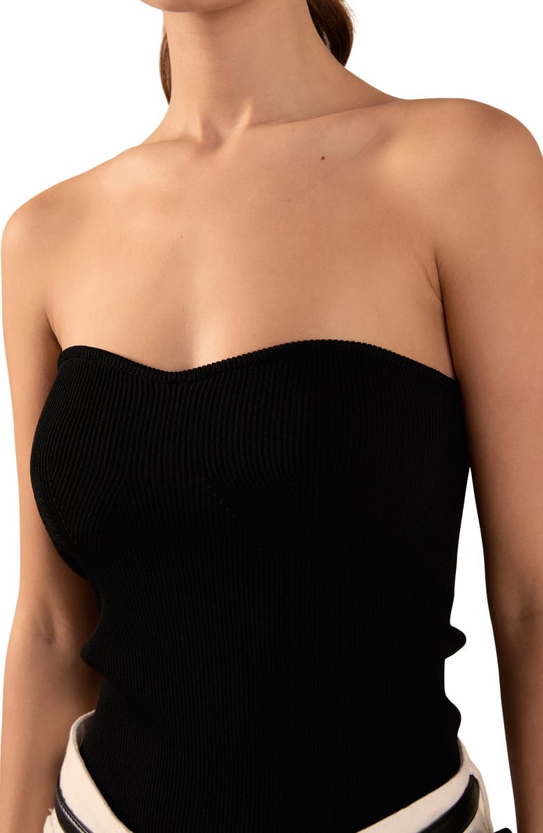 Endless Rose Strapless Rib Top, Alternate, color, Black