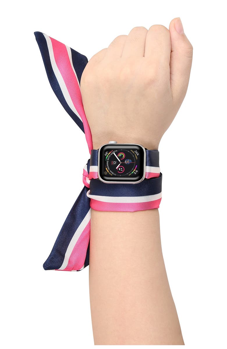 Posh Tech Stripe Silk Scarf 42mm/44mm Apple Watch 1/2/3/4 Band, Main, color, Stripe