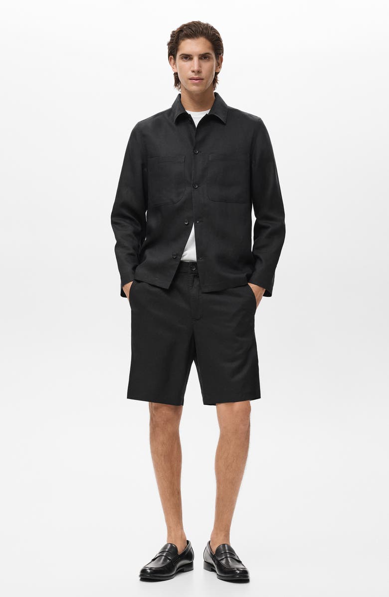 MANGO Elastic Waist Shorts, Alternate, color, Black