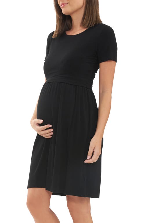 Ripe Maternity Rib Crop Top Nursing Dress In Black