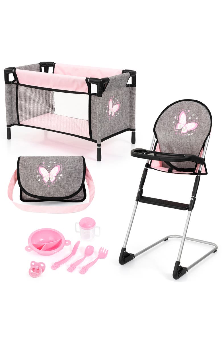 Bayer Design 9 In 1 Doll Travel Bed Set, For Dolls Up to 18 Inches, Kids 3+, Main, color, Multicolored