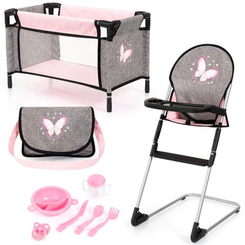9 In 1 Doll Travel Bed Set, For Dolls Up to 18 Inches, Kids 3+