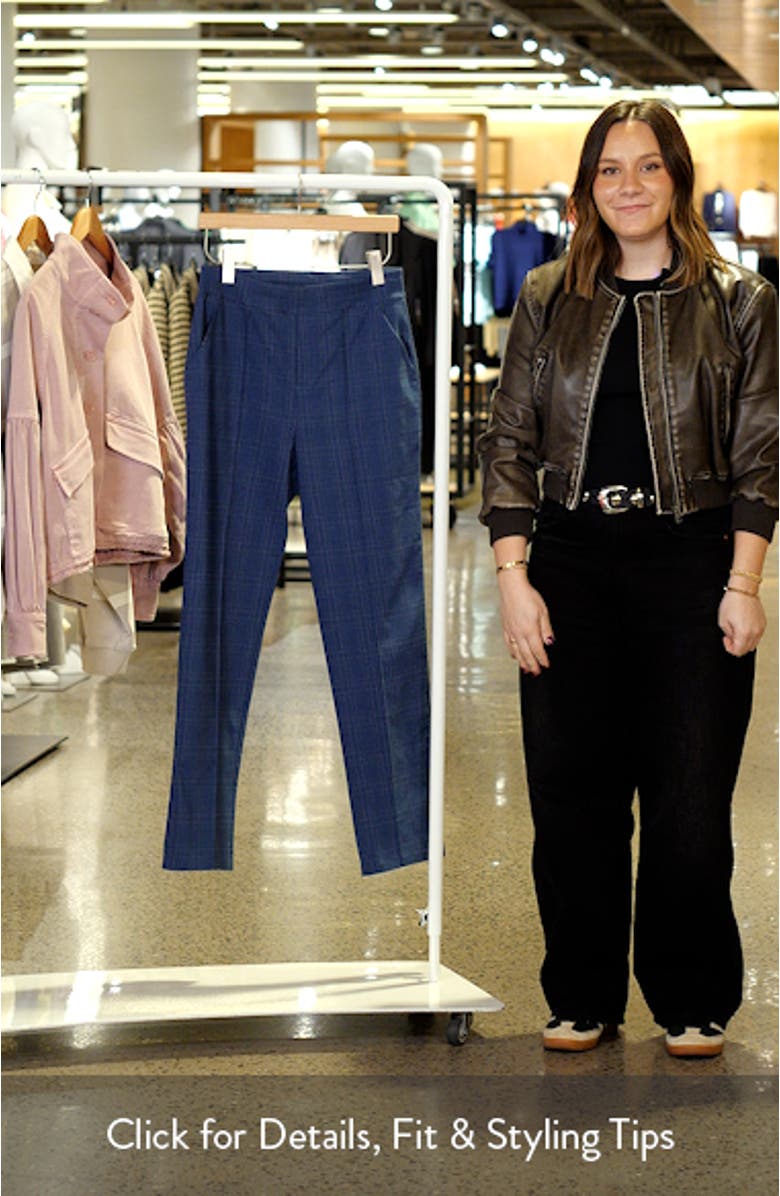 Pintuck Plaid Wide Leg Pull-On Pants, sales video thumbnail