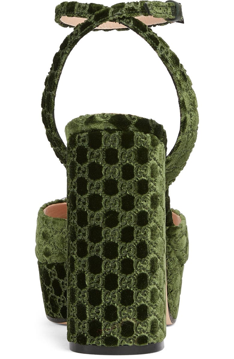 Gucci Lady Horsebit GG Logo Velvet Platform Sandal, Alternate, color, Dark Green