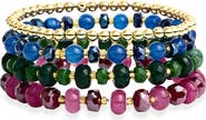 Panacea Set of 4 Mixed Glass Bead Stretch Bracelets