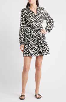 Nation LTD Sabreena Print Tie Waist Long Sleeve Organic Cotton Shirtdress