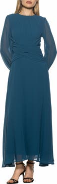 Alexia Admor Sorrel Long Sleeve Chiffon Maxi Dress