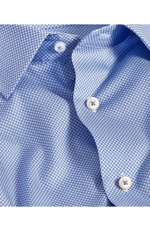 David Donahue Trim Fit Micro Geometric Cotton Dress Shirt In Blue