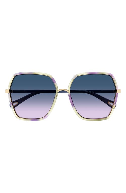 Chloé 58mm Gradient Square Sunglasses In Havana