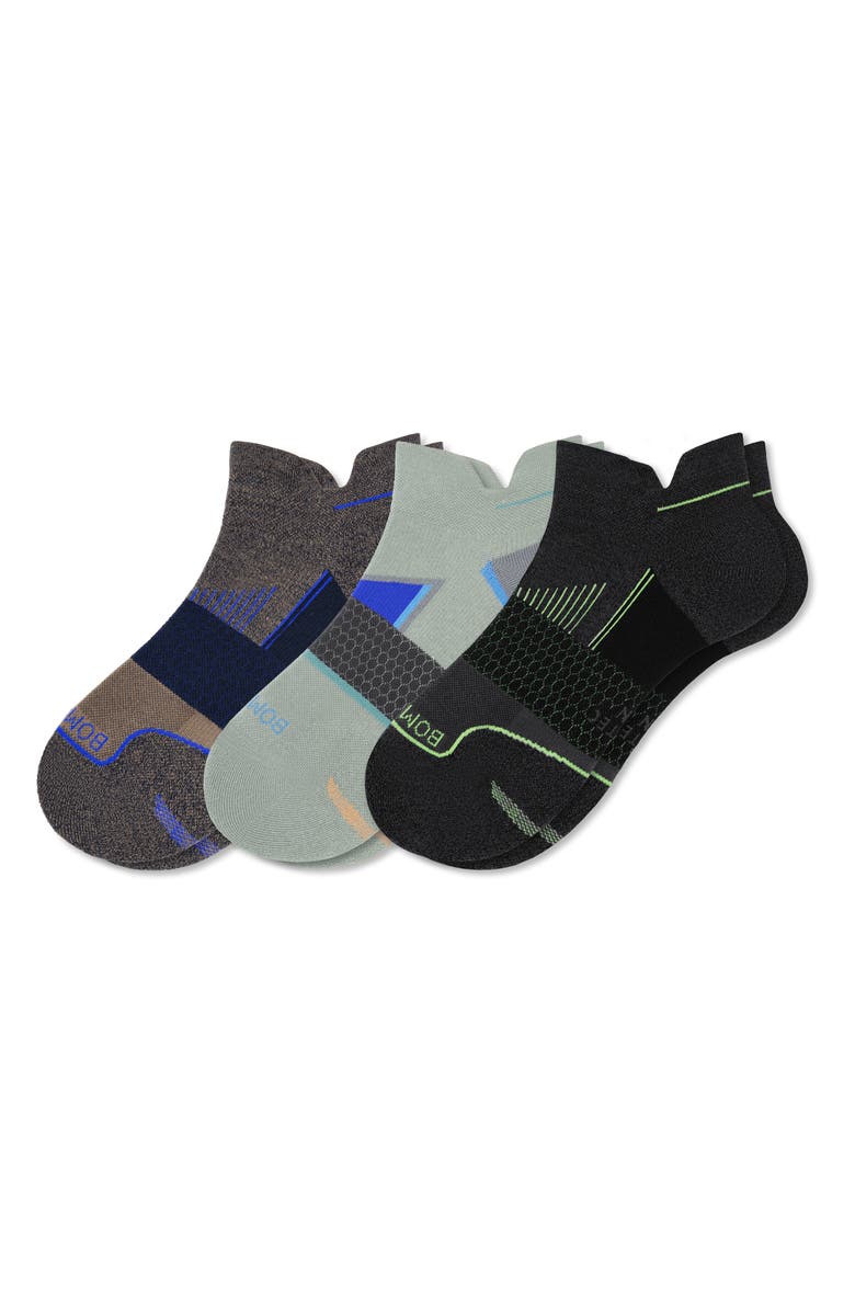 Bombas Colorblock Run Assorted 3-Pack Ankle Socks, Main, color, 