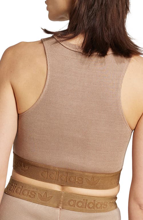 Adidas Originals Adidas Rib Bra Crop Tank In Brown