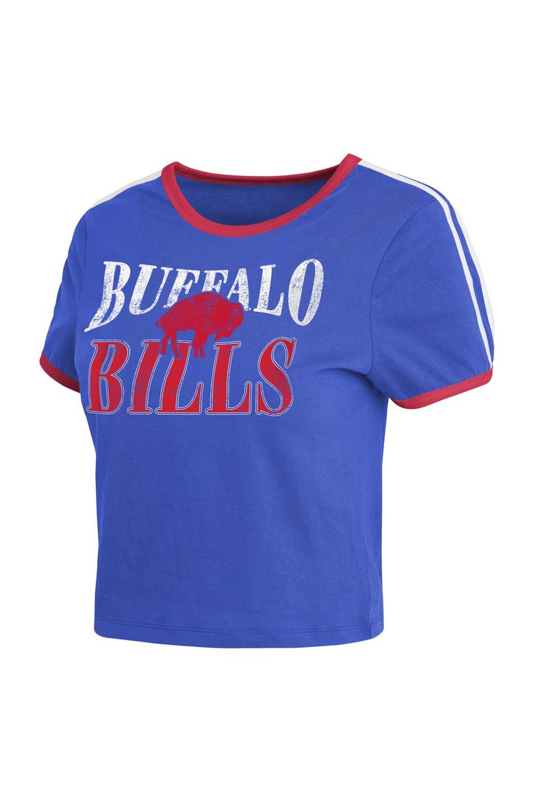 Women's WEAR by Erin Andrews  Royal Buffalo Bills Cropped Throwback Ringer Baby T-Shirt, Alternate, color, Royal