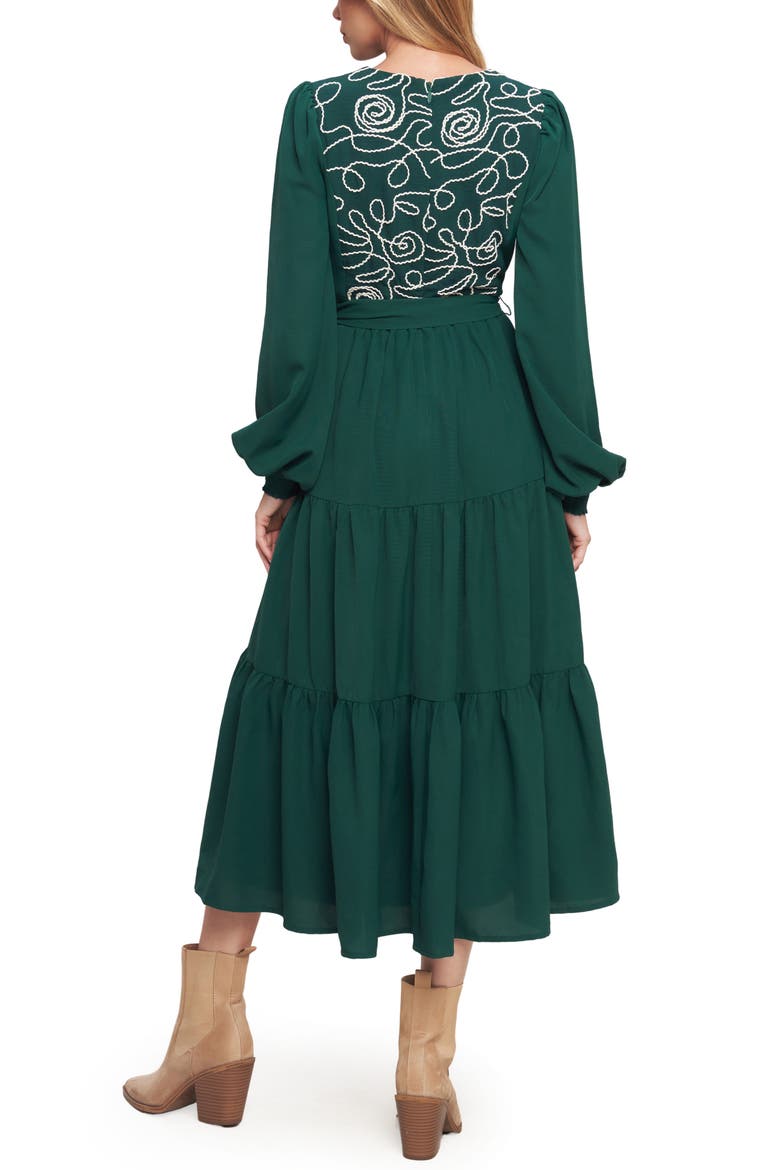 Long Sleeve Solid Midi Dress, Alternate, color, HUNTER GREEN