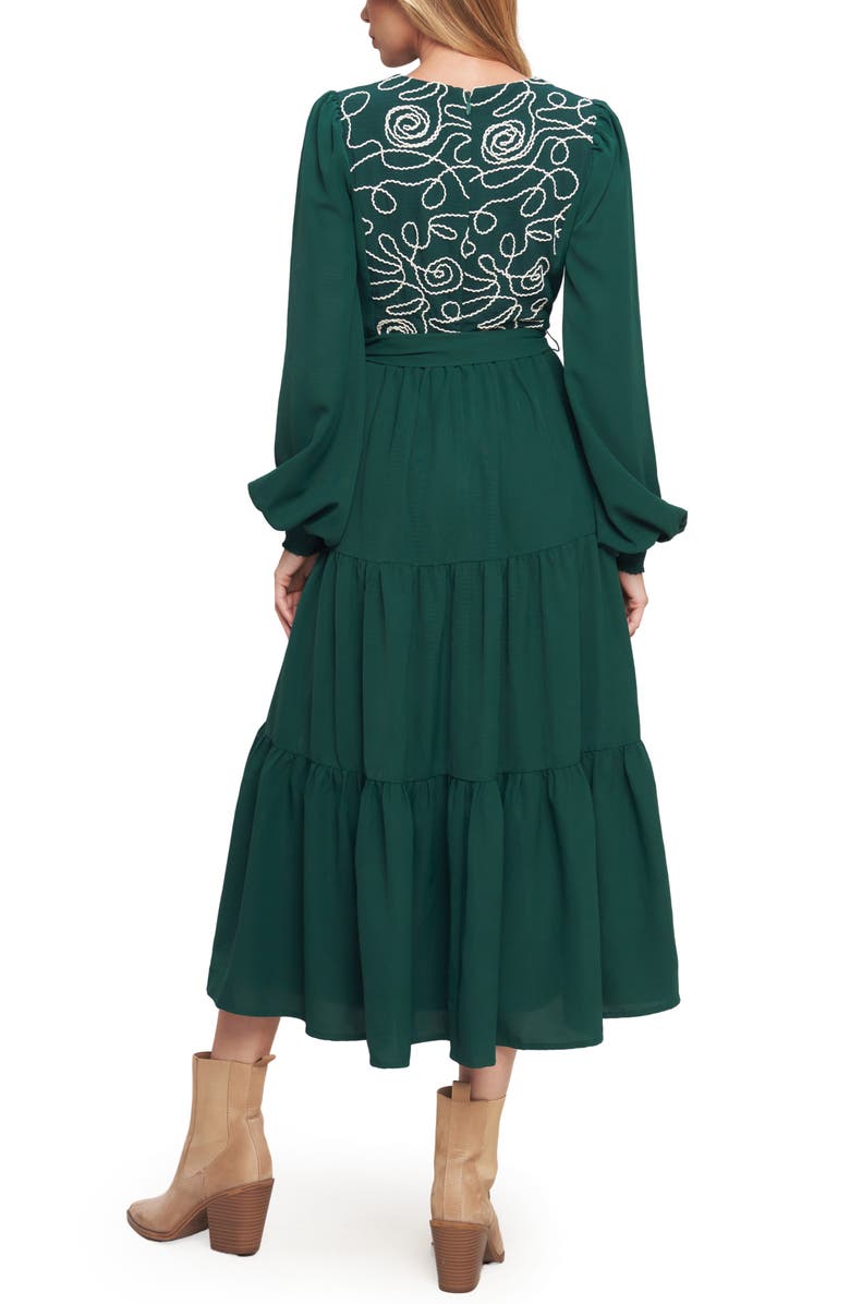 FLYING TOMATO Long Sleeve Solid Midi Dress, Alternate, color, Hunter Green