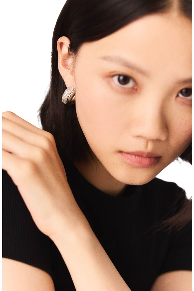Rhinestone earrings, Alternate, color, Golden / silver
