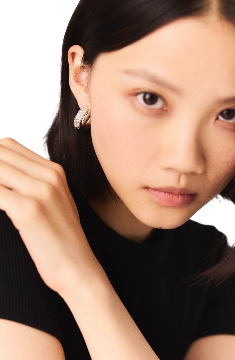 maje Rhinestone earrings, Alternate, color, Gold Silver