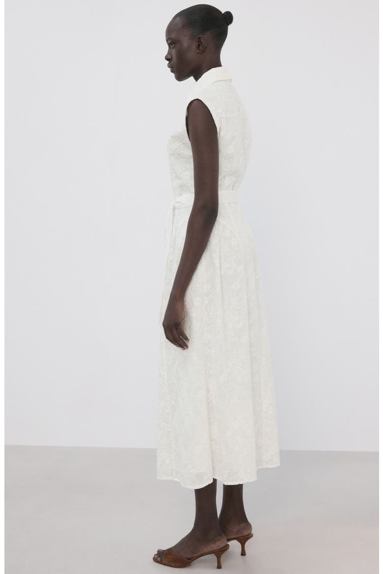 Embroidered Sleeveless Maxi Shirtdress, Alternate, color, ECRU