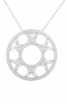 SUZY LEVIAN Sterling Silver Cubic Zirconia Circle Butterfly Necklace