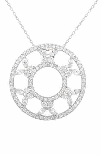 Sterling Silver Cubic Zirconia Circle Butterfly Necklace